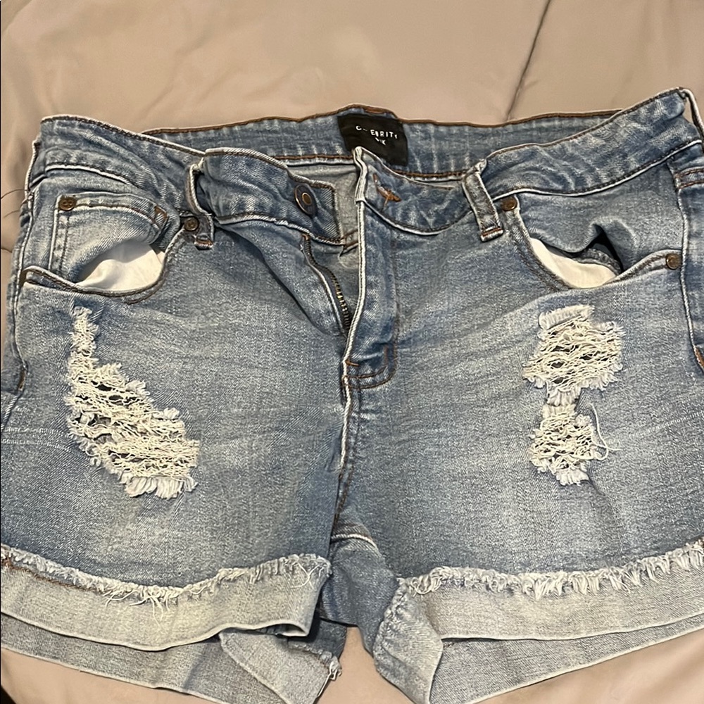 Distressed Denim Shorts